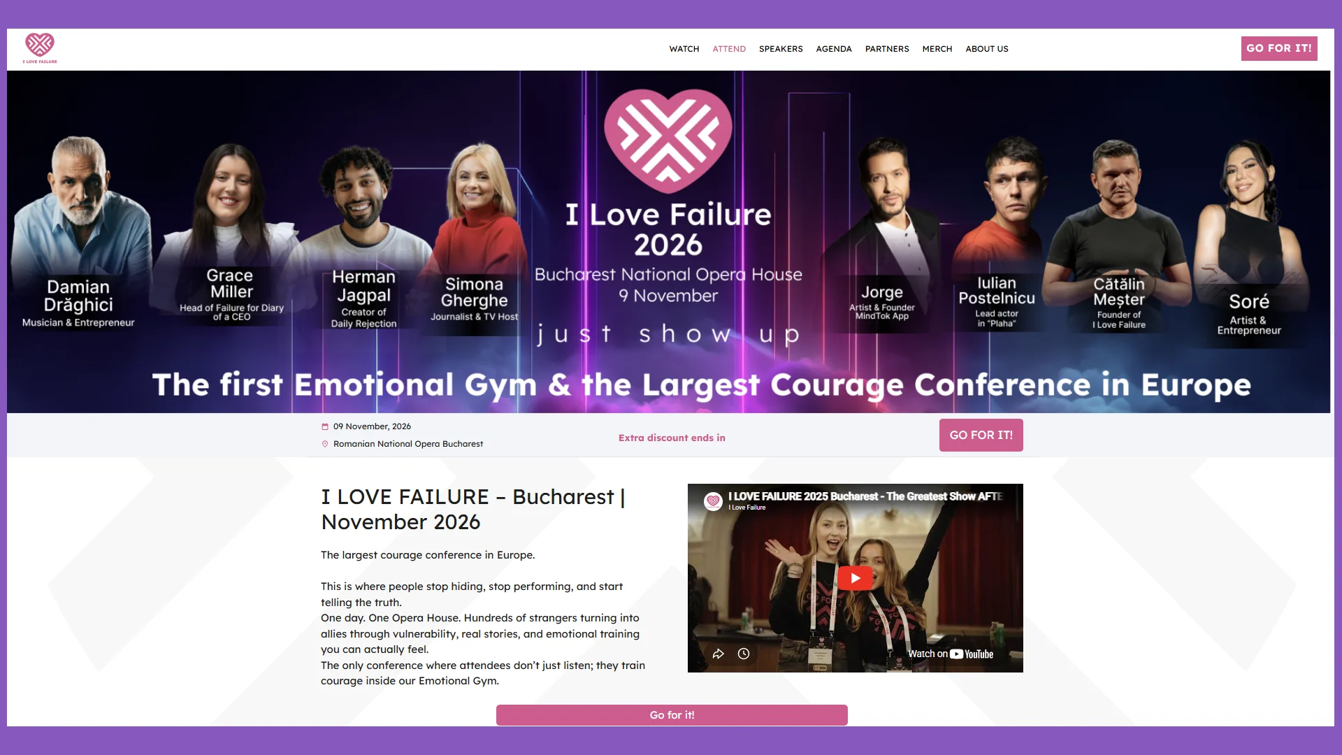 I LOVE FAILURE | November 2026, Bucuresti ROMANIA